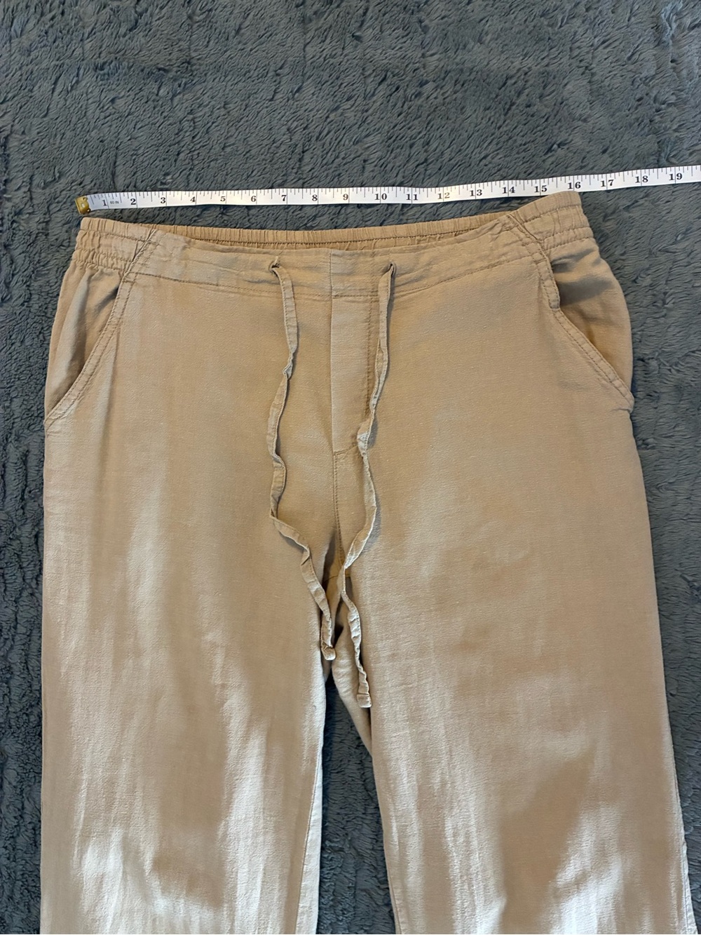 Joe Fresh Linen Blend Wide-Leg Drawstring Pants in Khaki - Picture 6 of 9